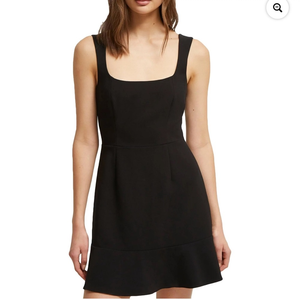 French Connection Dorotea Flounced Square Neck Fit & Flare Dress Black US 2